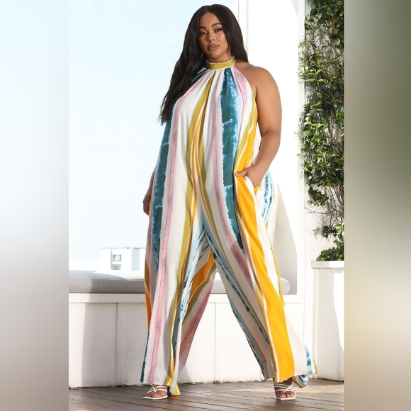 FASHION NOVA MALDIVES PRINTED JUMPSUIT - Picture 1 of 6